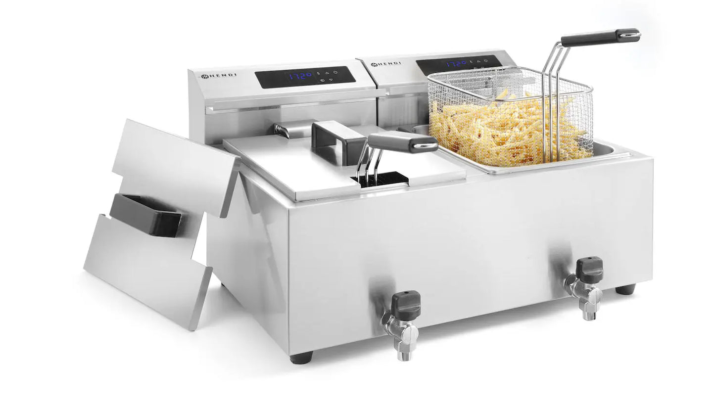 FRIGGITRICE PROFI LINE DIGITALE CON RUBINETTI DI SCARICO - 2X8 L
