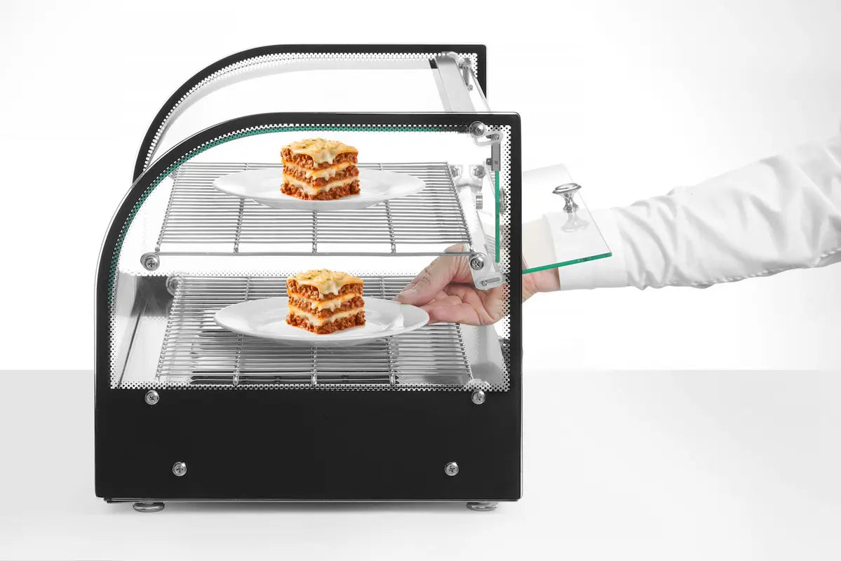 Vetrina calda a due ripiani, HENDI, Doppia, Nero, 220-240V/800W, 554x376x(H)376mm