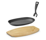 PIATTO IN GHISA CON PINZA E TAGLIERE IN LEGNO
